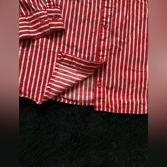 Roaman’s Women’s Red/ White Striped Button-Up Longsleeve Shirt Plus 16w PreOwned - Picture 5 of 12